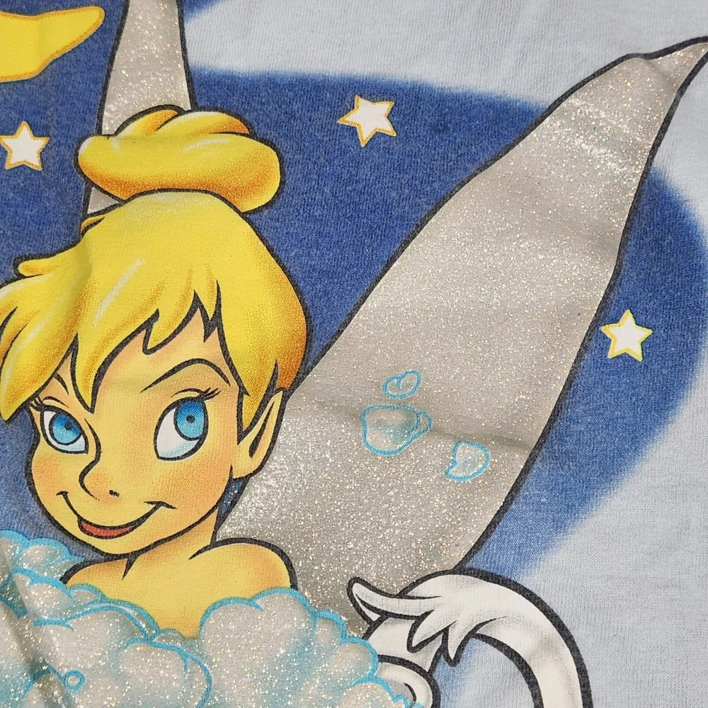 VTG 90's Disney Tinker Bell Nightshirt Womens OS Blue Glitter Pampered Pixie - Picture 6 of 16